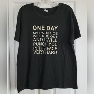 *FREE* PATIENCE / FACE PUNCH GRAPHIC TEE T-SHIRT BLACK PLUS SIZE 1X